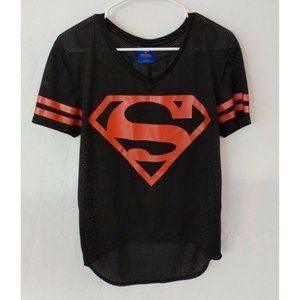 Superman Official DC Comics Black Jersey Size XL Mesh Jersey Superman Logo EUC